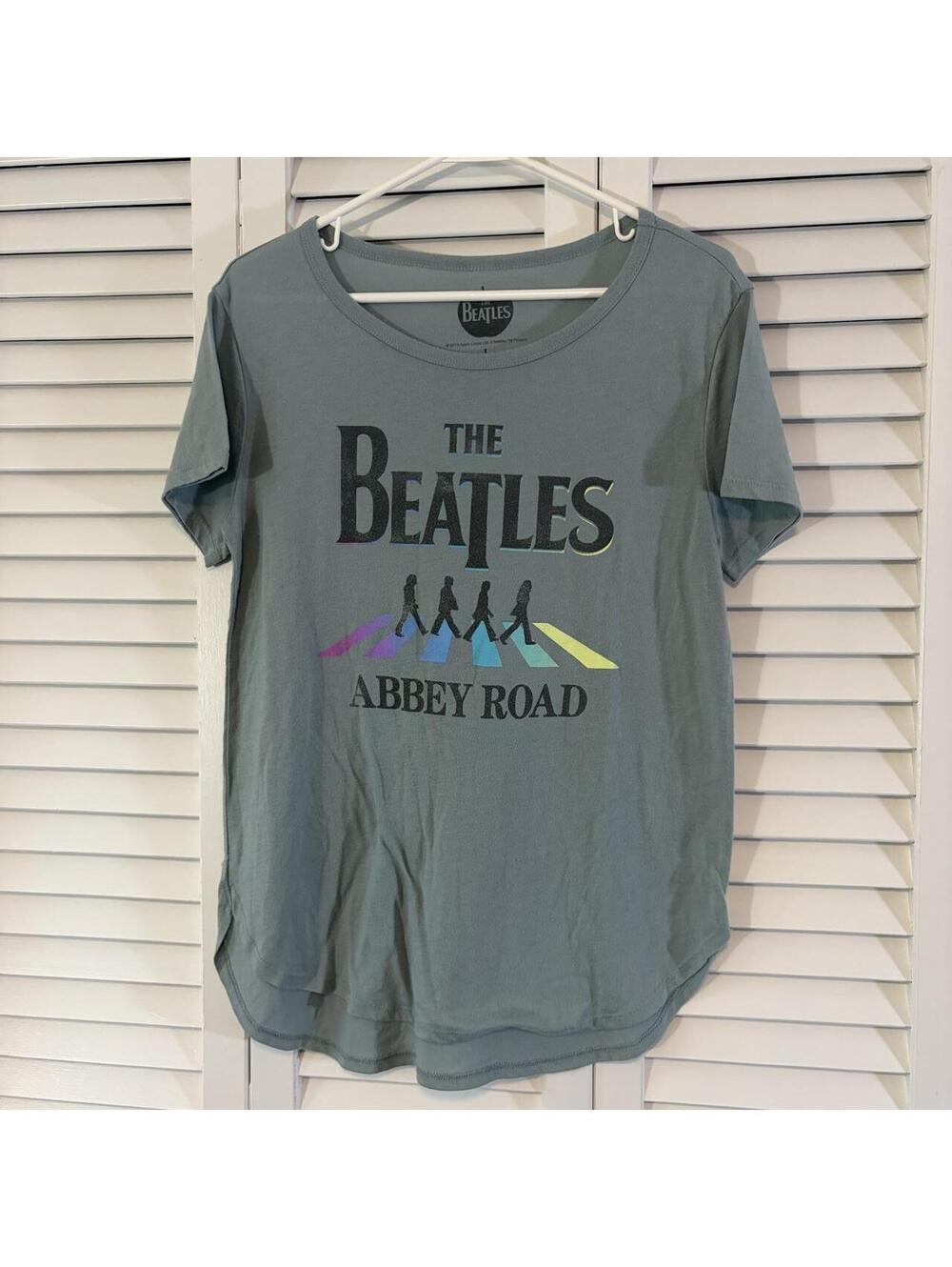 The Beatles Women's Blue and Grey Tshirt